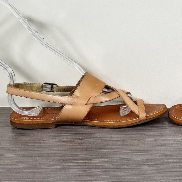 Lucky Brand Ellsona Flat Sandal, Tan Leather, Womens Size 6.5 M / 36.5 - Picture 6 of 14